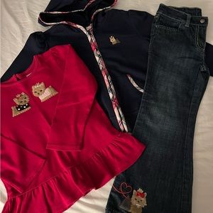 Girls Gymboree New York Girl Puppy School Top, Hoodie & Pants Outfit Size 5T